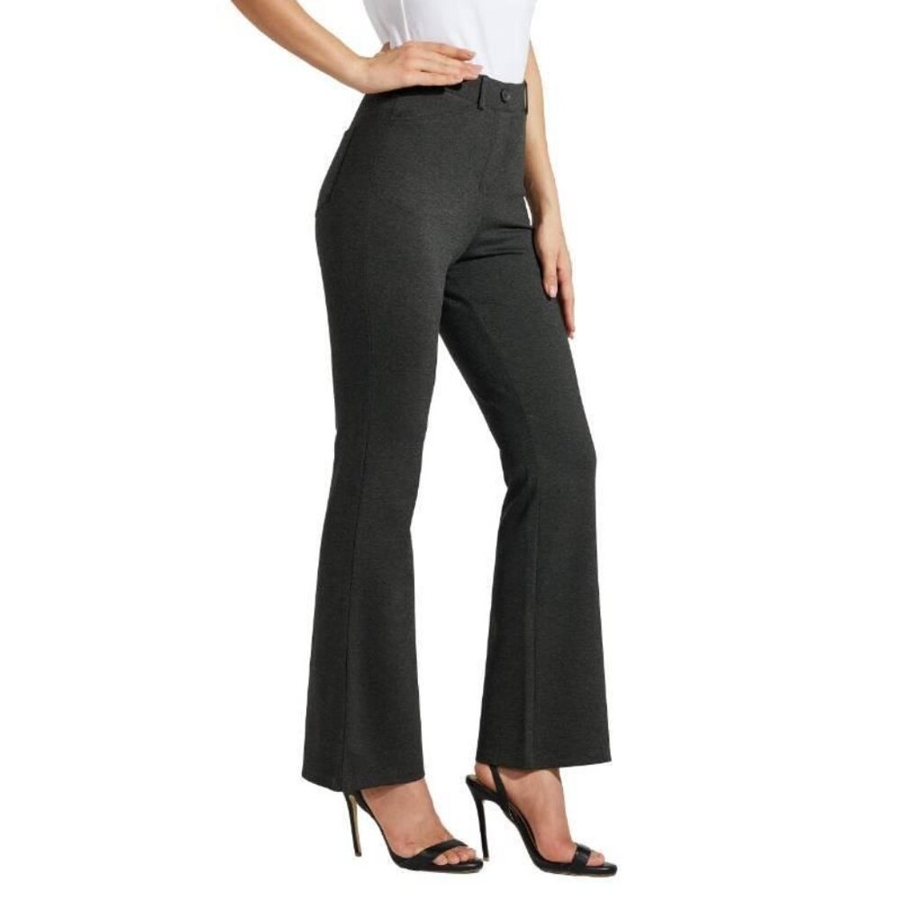 Willit M 30" Women's Dress Pants Bootcut Work Slacks Stretch 4 Pockets Dark Gray